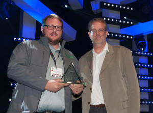 Sean Dane accepts PLASA Innovation Award at PLASALondon 2014